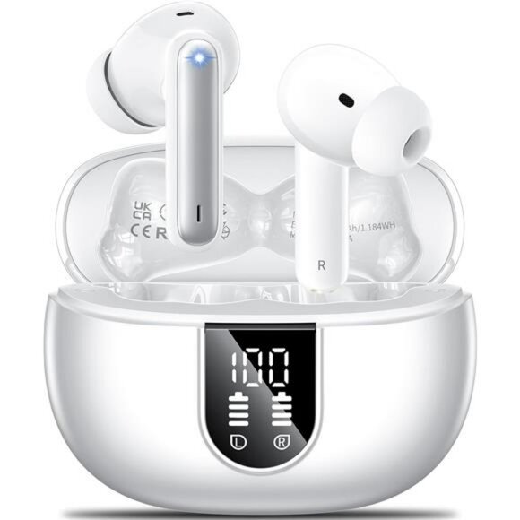 Bluetooth 5.3 Wireless Earbuds Noise Cancelling Mic LED Sport Headphones - Picture 1 of 7